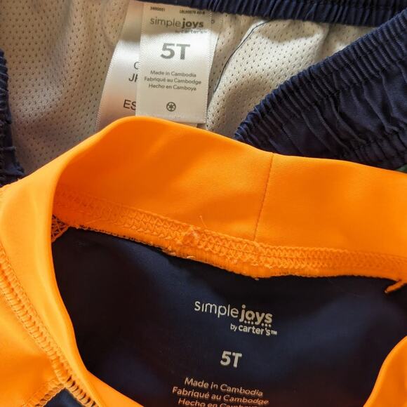 Carter's Boys Orange/Blue Nautical Swim Suit size 5T - Picture 5 of 5